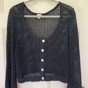 Universal Thread Black Crocheted Crop Sweater – XL, Bell Sleeves